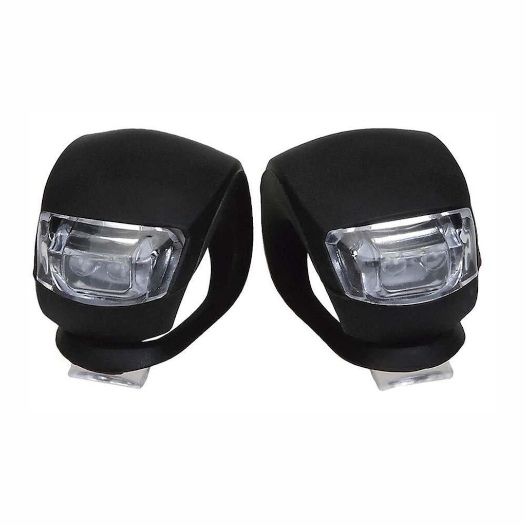 Kit Farol Silicone 2 Leds- Dianteiro E Traseiro - Preto