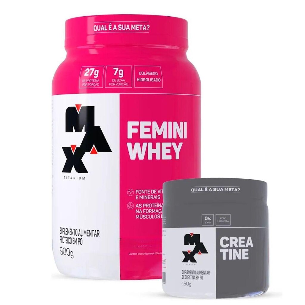 Kit Femini Whey 900g + Creatina 150g - Max Titanium