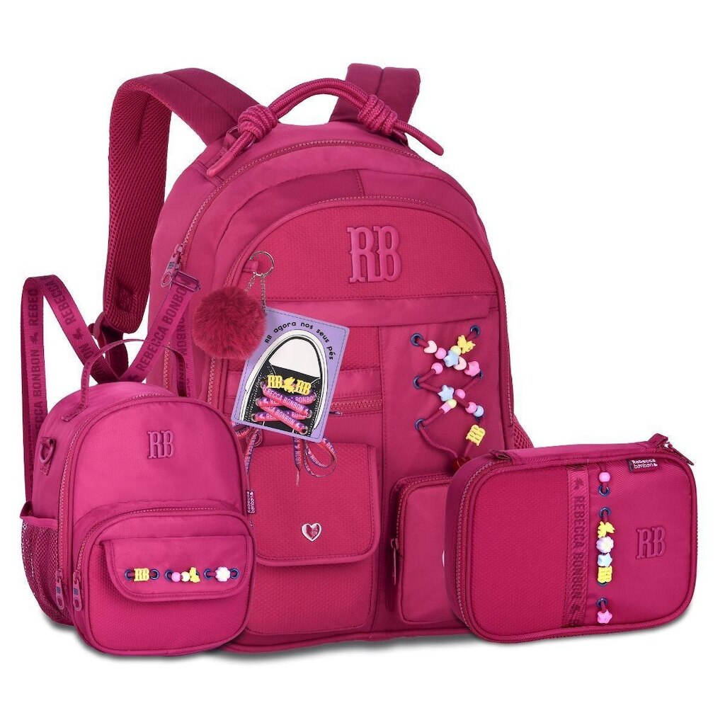 Kit Feminino Mochila com Lancheira e Estojo Rebecca Bonbon