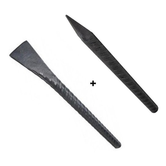 Kit Ferramentas Talhadeira + Ponteira Lisa Em Ferro - Preto Menor preço em Kit Ferramentas Talhadeira + Ponteira Lisa Em Ferro - Preto