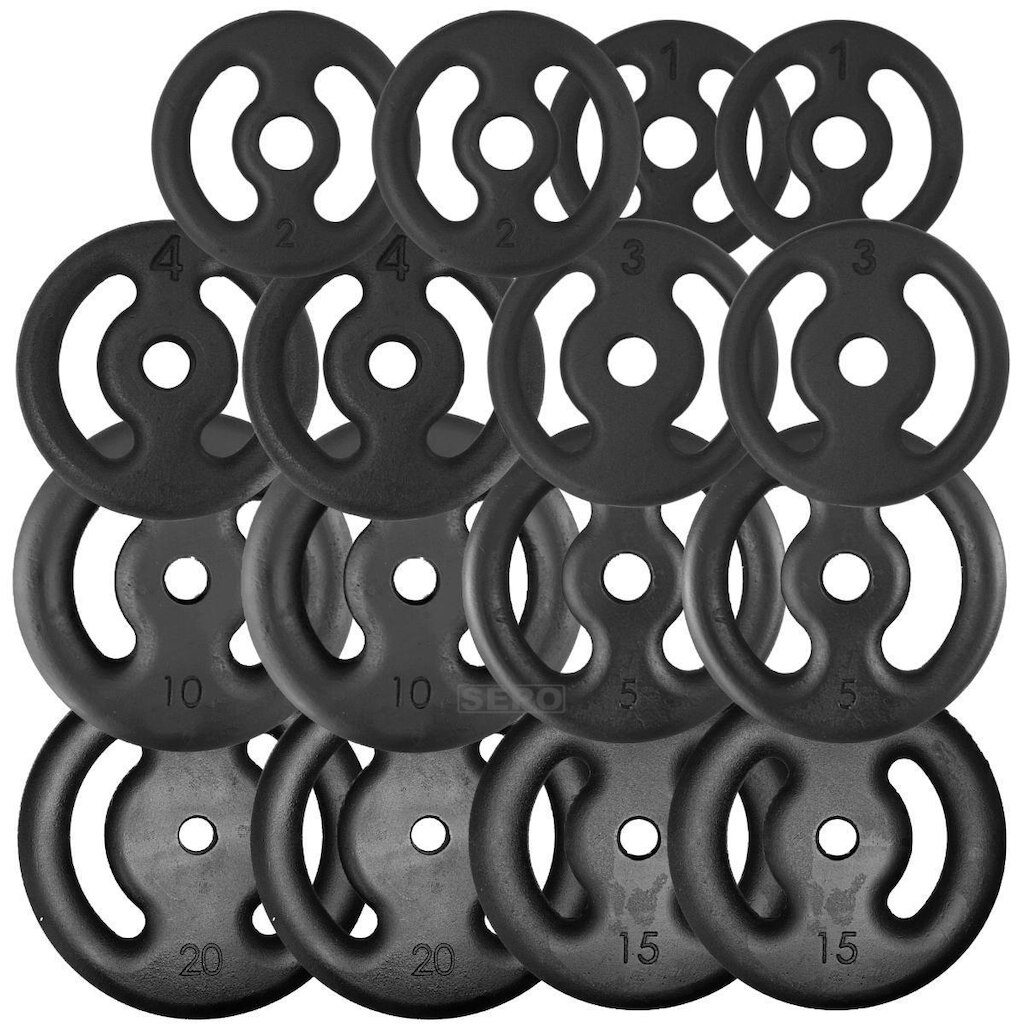 Kit Fitness de 120Kg em Anilhas de Ferro Fundido com 16 Peças
