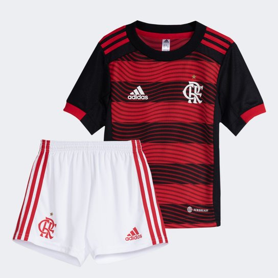 Kit Flamengo Infantil I 22/23 s/n° Torcedor Adidas - Vermelho+Preto Menor preço em Kit Flamengo Infantil I 22/23 s/n° Torcedor Adidas - Vermelho+Preto