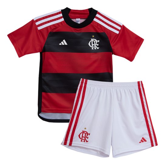 Kit Flamengo Infantil I 23/24 s/n° Torcedor Adidas - Preto+Branco Menor preço em Kit Flamengo Infantil I 23/24 s/n° Torcedor Adidas - Preto+Branco