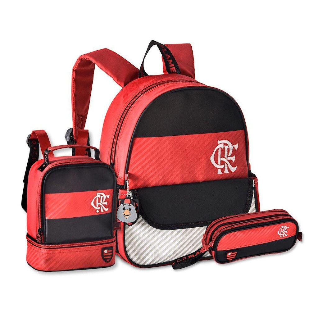 Kit Flamengo Mochila Lancheira e Estojo Escolar Time Futebol