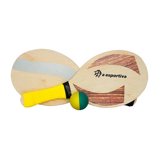 Kit Frescobol Sakis Completo Com Bola 04 - Bege Menor preço em Kit Frescobol Sakis Completo Com Bola 04 - Bege