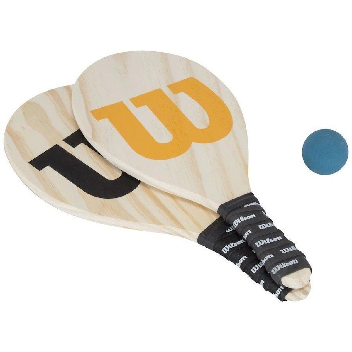 Kit Frescobol Wilson com Capa 2 Raquetes e 1 Bolinha Preto e Laranja Menor preço em Kit Frescobol Wilson com Capa 2 Raquetes e 1 Bolinha Preto e Laranja