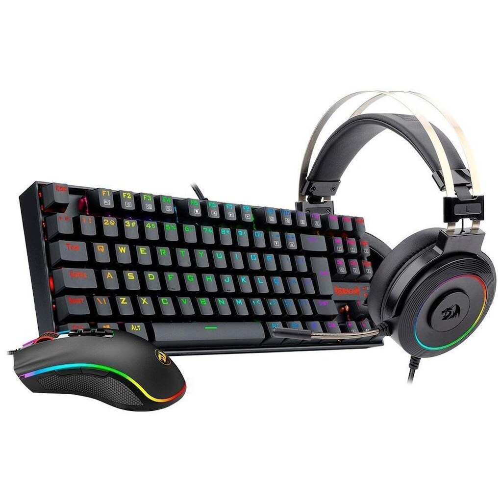 Kit Gamer Redragon RGB com Headset2 Drivers 40mm + Teclado Kumara Switch Outemu ABNT2 + Mouse Cobra