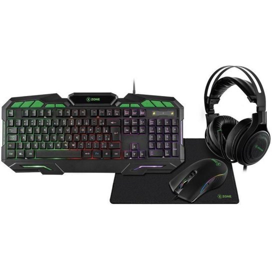 Kit Gamer Teclado Mouse Headset Mouse Pad - XZONE GTC-02 - Preto