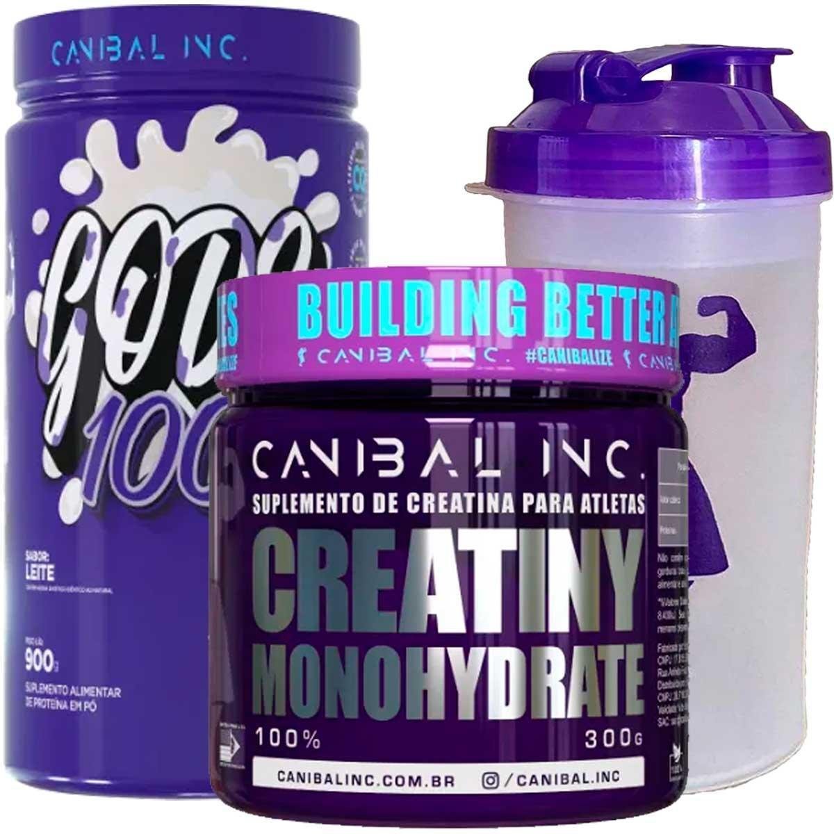 Kit Gods Whey 900g + Creatina Monohidrata 300g Sabor Leite