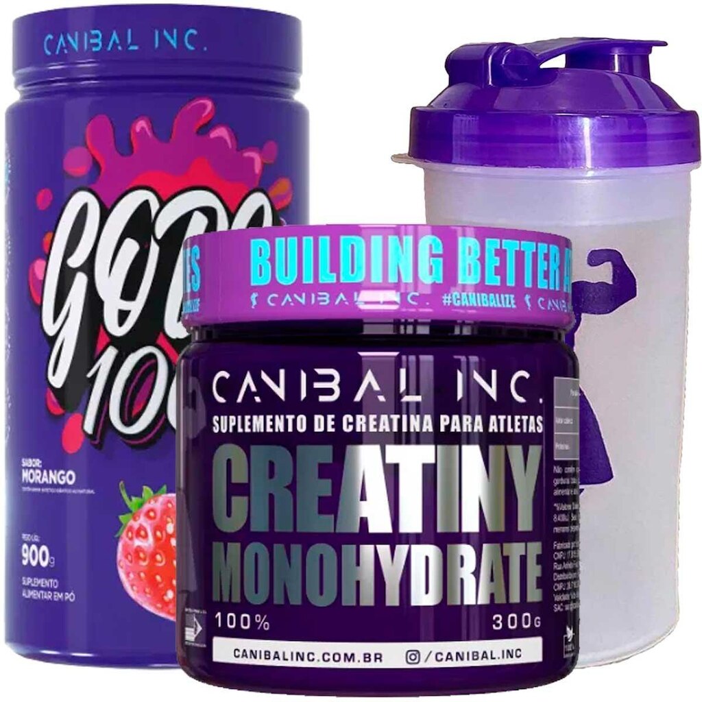Kit Gods Whey 900g + Creatina Monohidrata 300g Sabor Morango