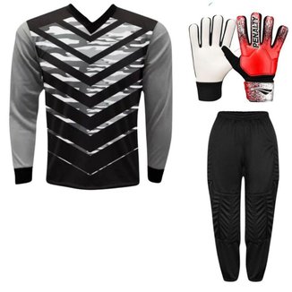 Kit Goleiro Infantil Camisa Kanga + Calça TRB + Luva Penalty