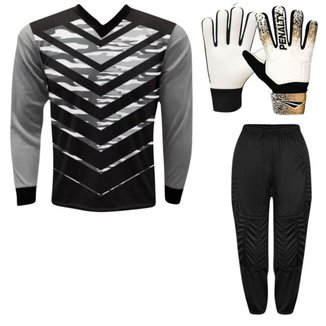 Kit Goleiro Infantil Camisa Kanga + Calça TRB + Luva Penalty