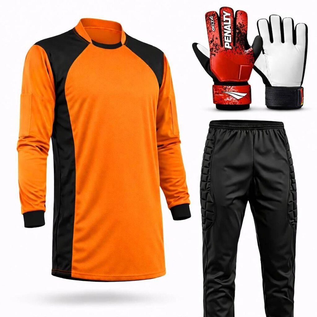 Kit Goleiro Juvenil Camisa + Calça Acolchoada + Luva De Goleiro Penalty
