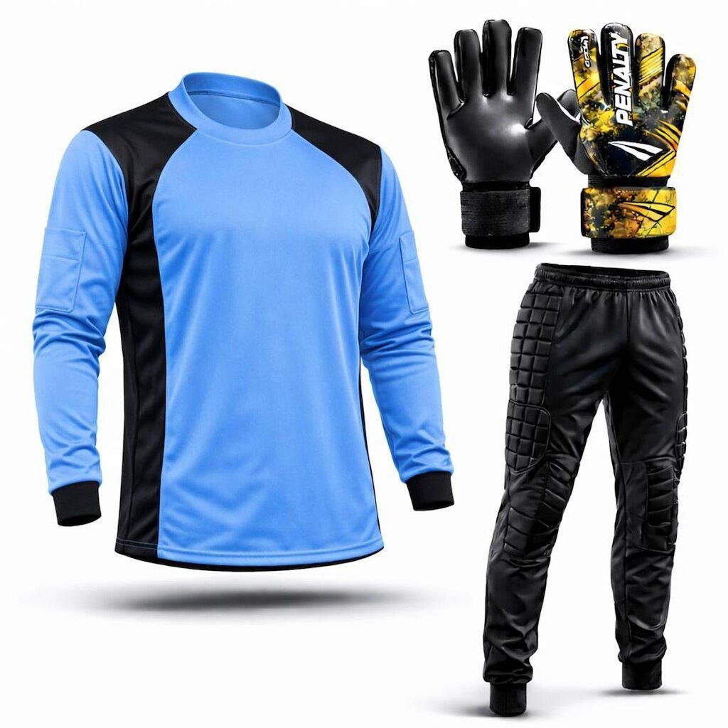 Kit Goleiro Juvenil Camisa + Calça Acolchoada + Luva De Goleiro Penalty