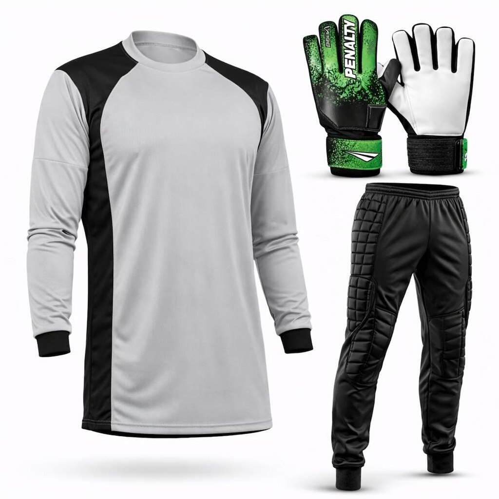 Kit Goleiro Juvenil Camisa + Calça Acolchoada + Luva De Goleiro Penalty