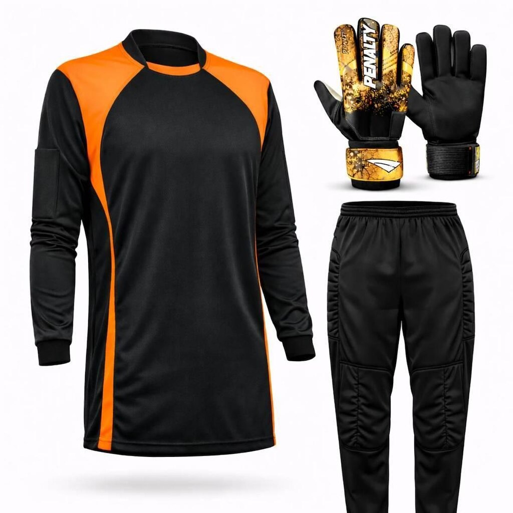 Kit Goleiro Juvenil Camisa + Calça Acolchoada + Luva De Goleiro Penalty