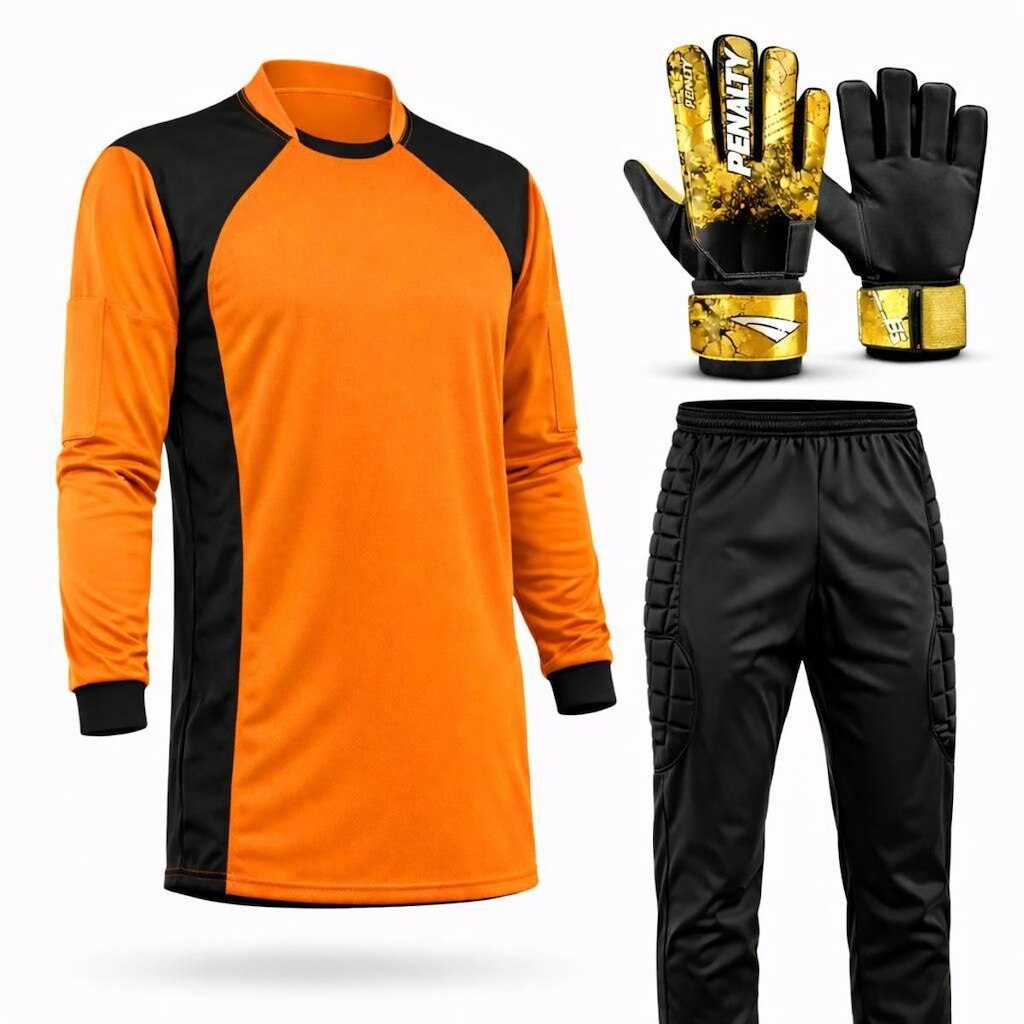 Kit Goleiro Juvenil Camisa + Calça Acolchoada + Luva De Goleiro Penalty