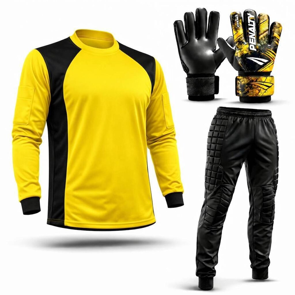 Kit Goleiro Juvenil Camisa + Calça Acolchoada + Luva De Goleiro Penalty