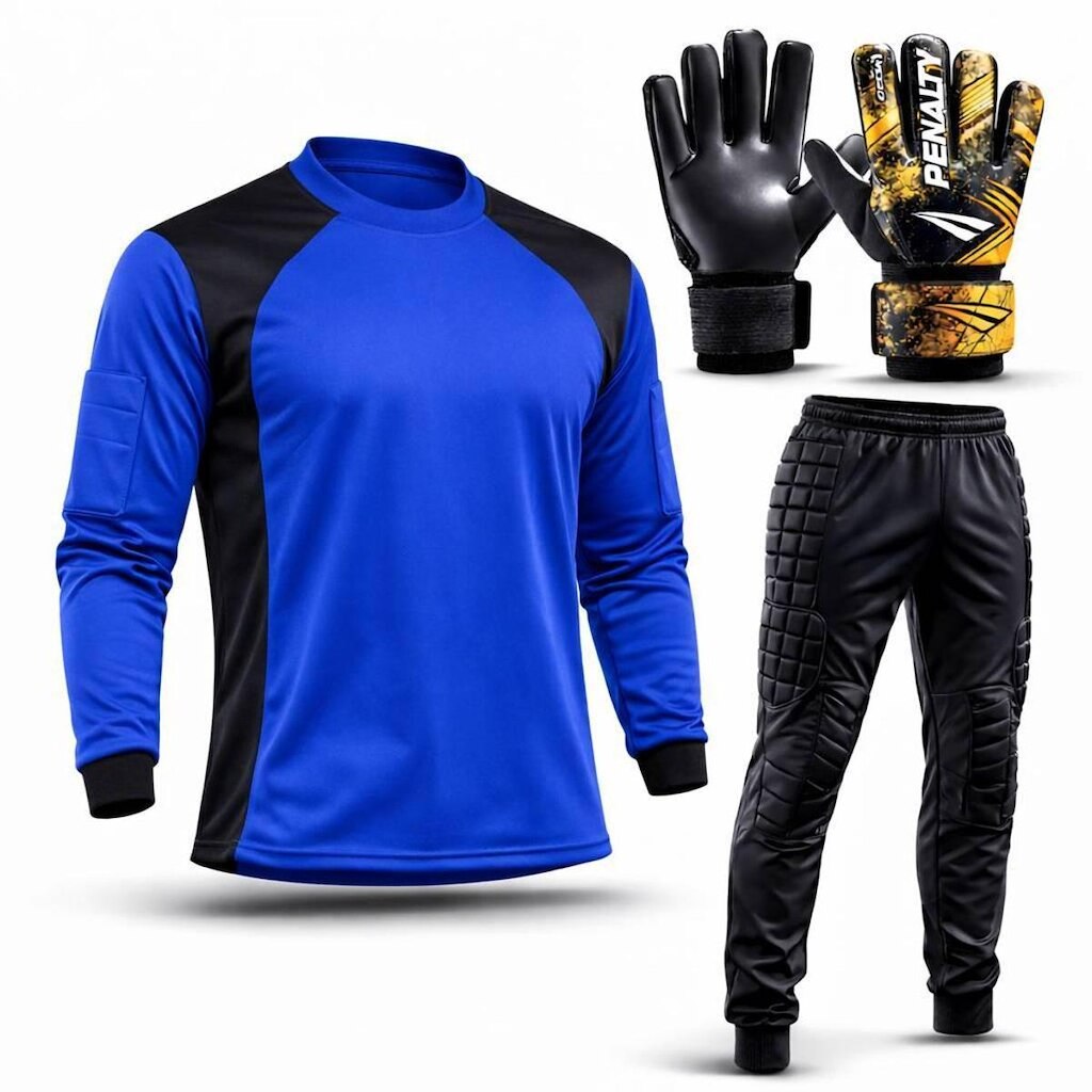 Kit Goleiro Juvenil Camisa + Calça Acolchoada + Luva De Goleiro Penalty