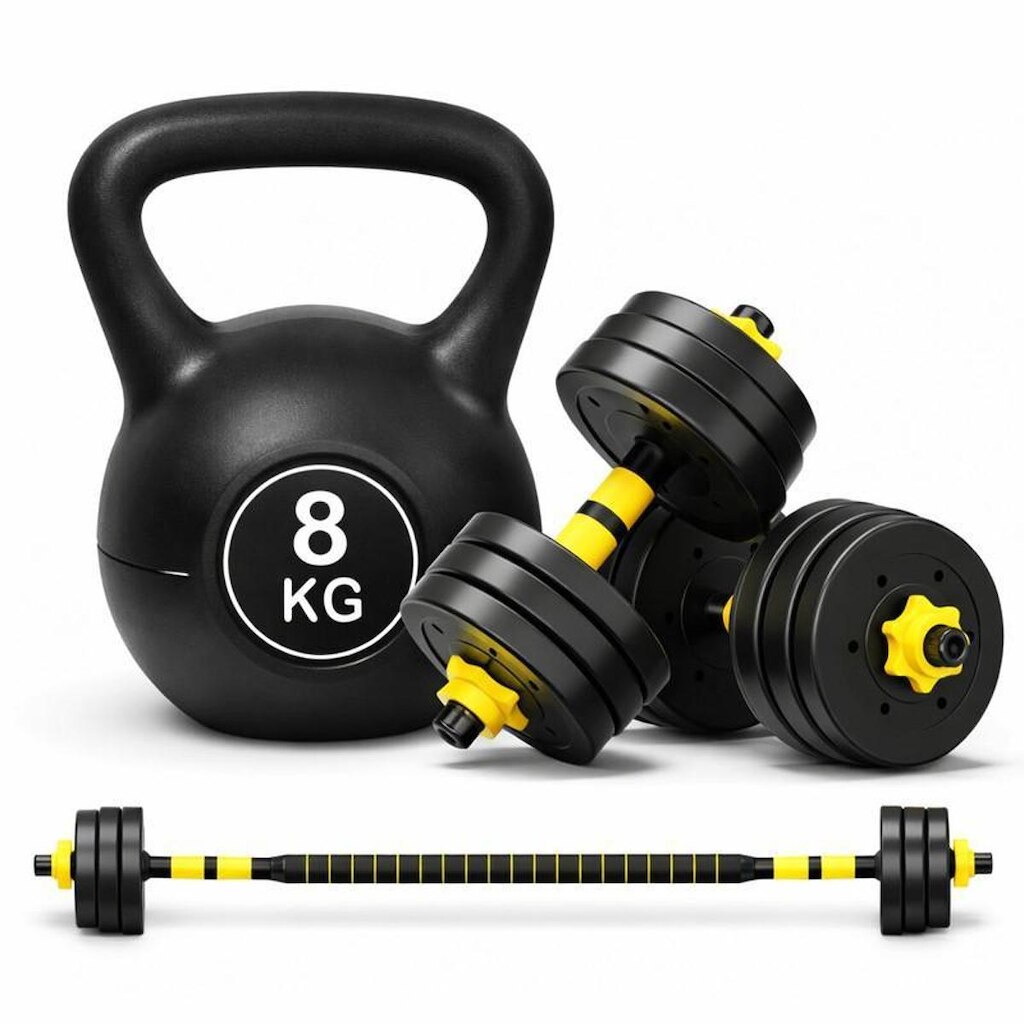 Kit Halter  Ajustável 20kg + Kettlebell 8kg