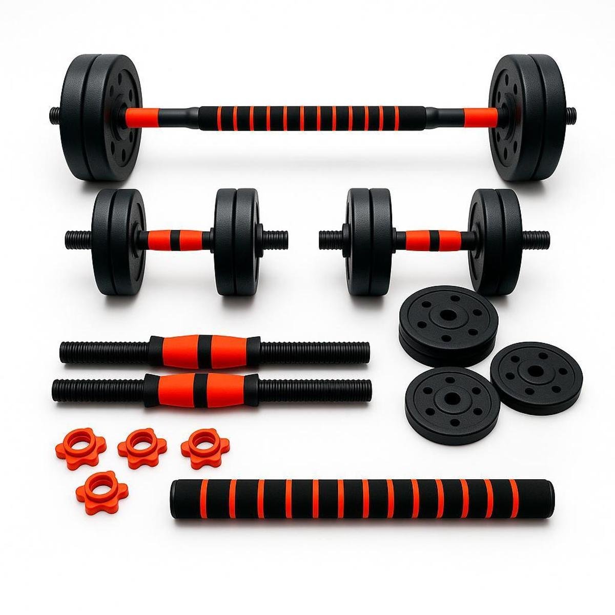 Kit Halteres Ajustáveis 6 em 1 com Barra e Anilhas Treino em Casa 10kg Menor preço em Kit Halteres Ajustáveis 6 em 1 com Barra e Anilhas Treino em Casa 10kg