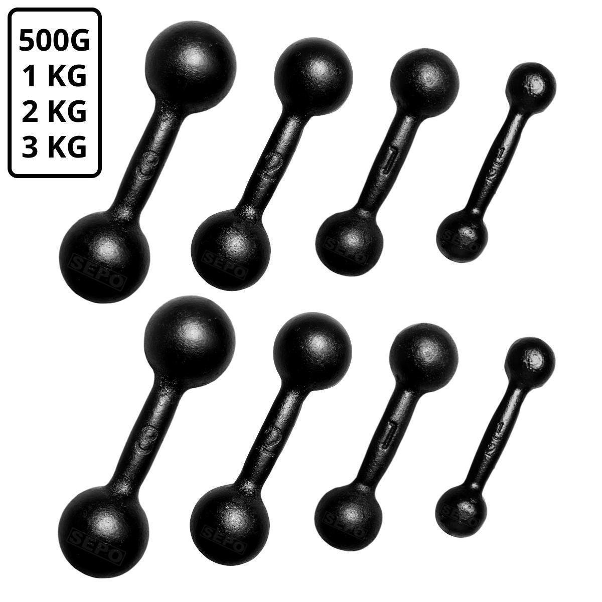 Kit Halteres Bola de Ferro Pares de 500g, 1Kg, 2Kg e 3Kg
