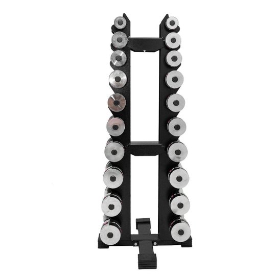 Kit Halteres Cromado De 1kg A 10kg + Suporte - Branco Menor preço em Kit Halteres Cromado De 1kg A 10kg + Suporte - Branco