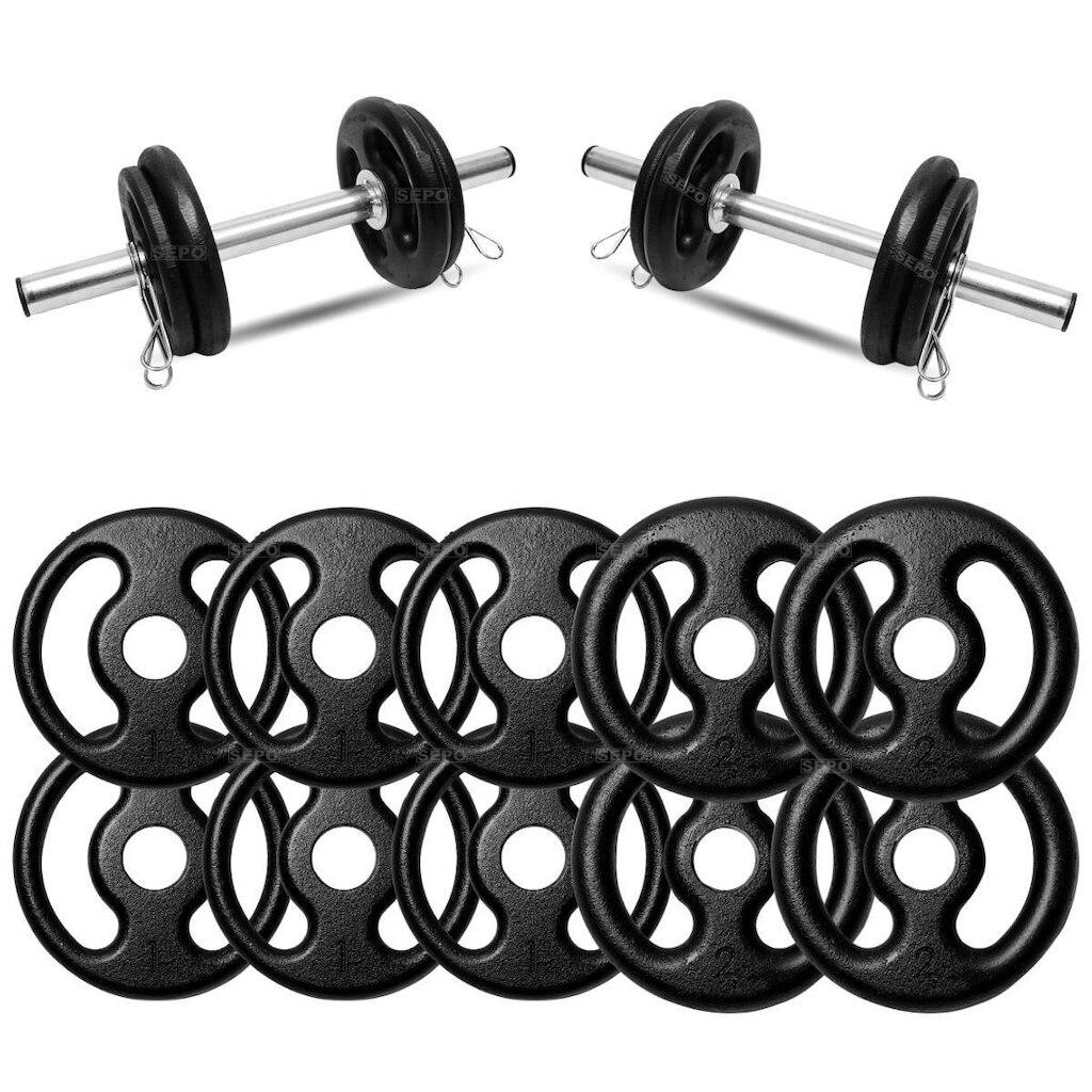Kit Halteres De Anilhas E Barras Fitness - 14Kg