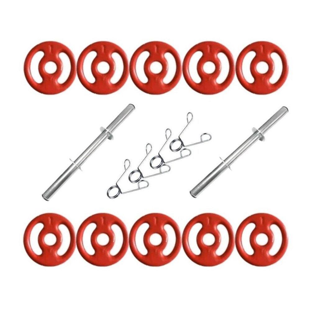 Kit Halteres de Anilhas Emborrachadas e Barras Fitness - 12kg em Anilhas