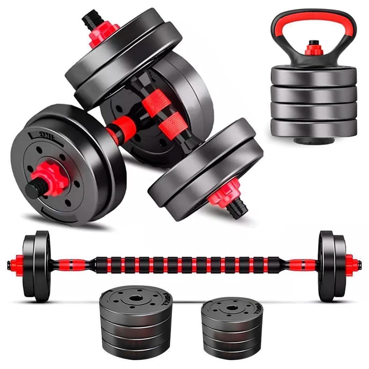 Kit Halteres e Barras 6 em 1 Treino Casa Academia Musculação 9kg e 19kg Ajustável Menor preço em Kit Halteres e Barras 6 em 1 Treino Casa Academia Musculação 9kg e 19kg Ajustável