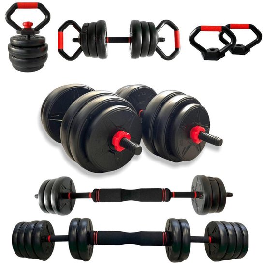 Kit Halteres Musculação Kettlebell 6 em 1 Peso 20kg Academia - Preto Menor preço em Kit Halteres Musculação Kettlebell 6 em 1 Peso 20kg Academia - Preto