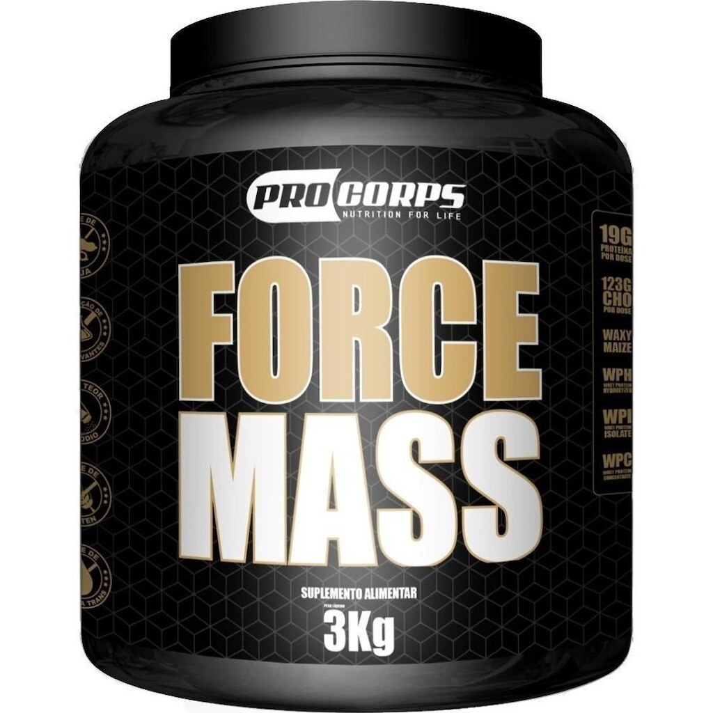 Kit Hipercalórico Force Mass 3kg  + 01 Coqueteleira