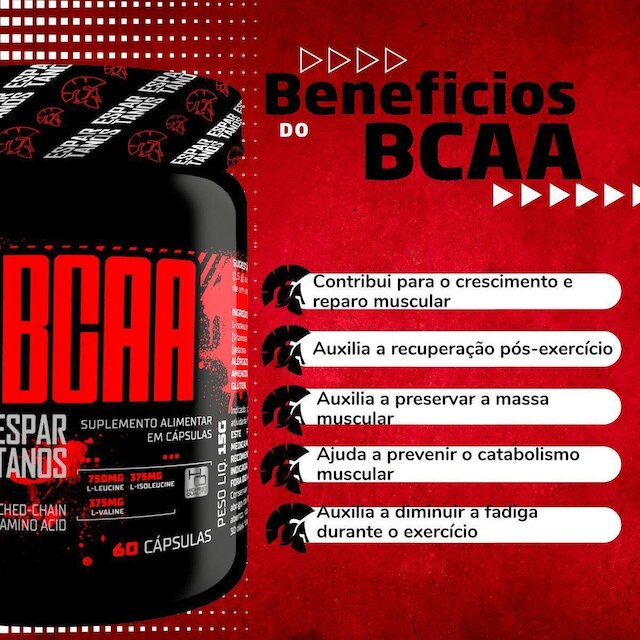 Kit Hipertrofia 2x Bcaa + Creatina Espartanos