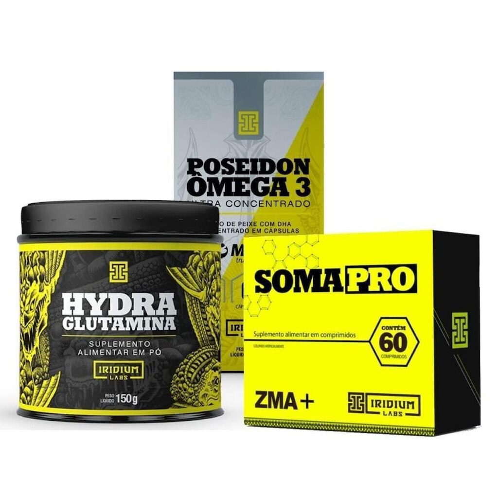 Kit Imunidade - Soma Pro 60 comps + Hydra Glutamina 150g + Poseidon Ômega 3