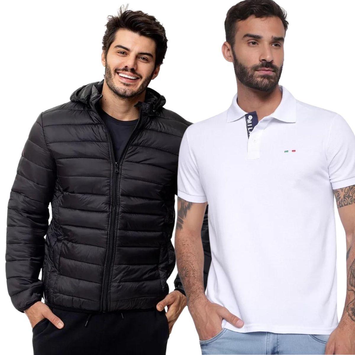 Kit Industrie Jaqueta Puffer Camisa Polo Branca