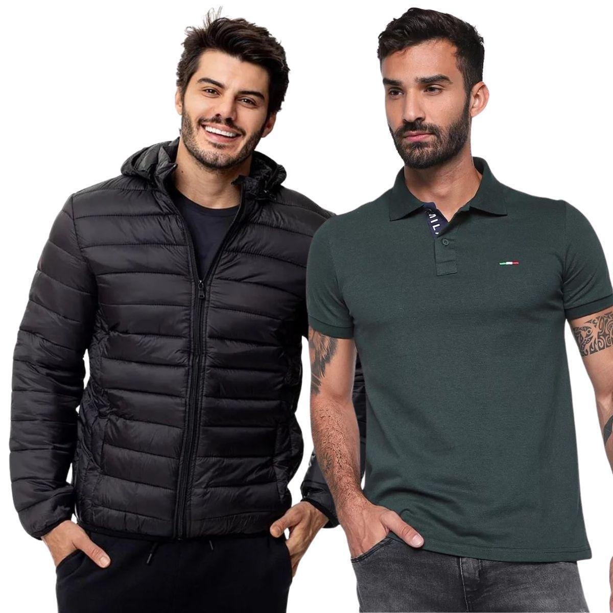 Kit Industrie Jaqueta Puffer Camisa Polo Verde