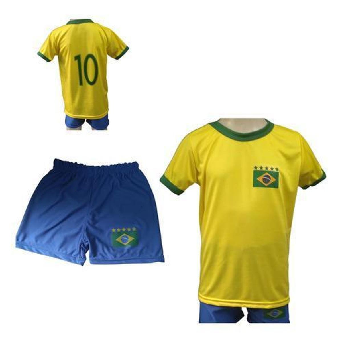Kit Infantil Brasil Camisa Calção E Meia Torcedor