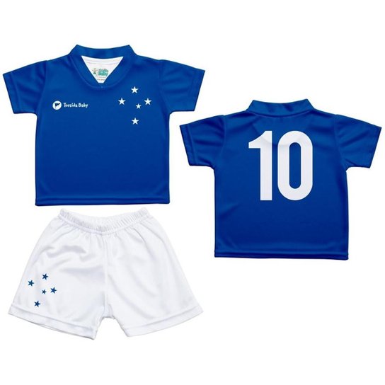 Kit Infantil Cruzeiro Camisa 10 Torcida Baby Oficial - Azul Menor preço em Kit Infantil Cruzeiro Camisa 10 Torcida Baby Oficial - Azul