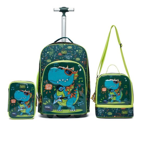 Kit Infantil Mochila Estojo Lancheira Grande Reforçado - Preto+verde é ruim? Kit Infantil Mochila Estojo Lancheira Grande Reforçado - Preto+verde é boa?