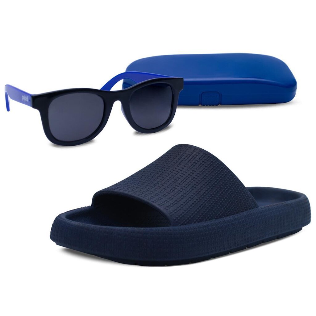 Kit Infantil Pópidi Óculos + Chinelo Slide Nuvem Menino