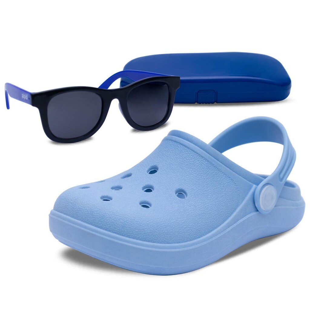 Kit Infantil Pópidi Sandália Babuche Moda + Óculos Menino