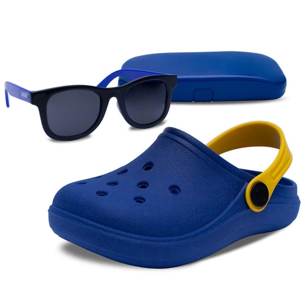 Kit Infantil Pópidi Sandália Babuche Moda + Óculos Menino