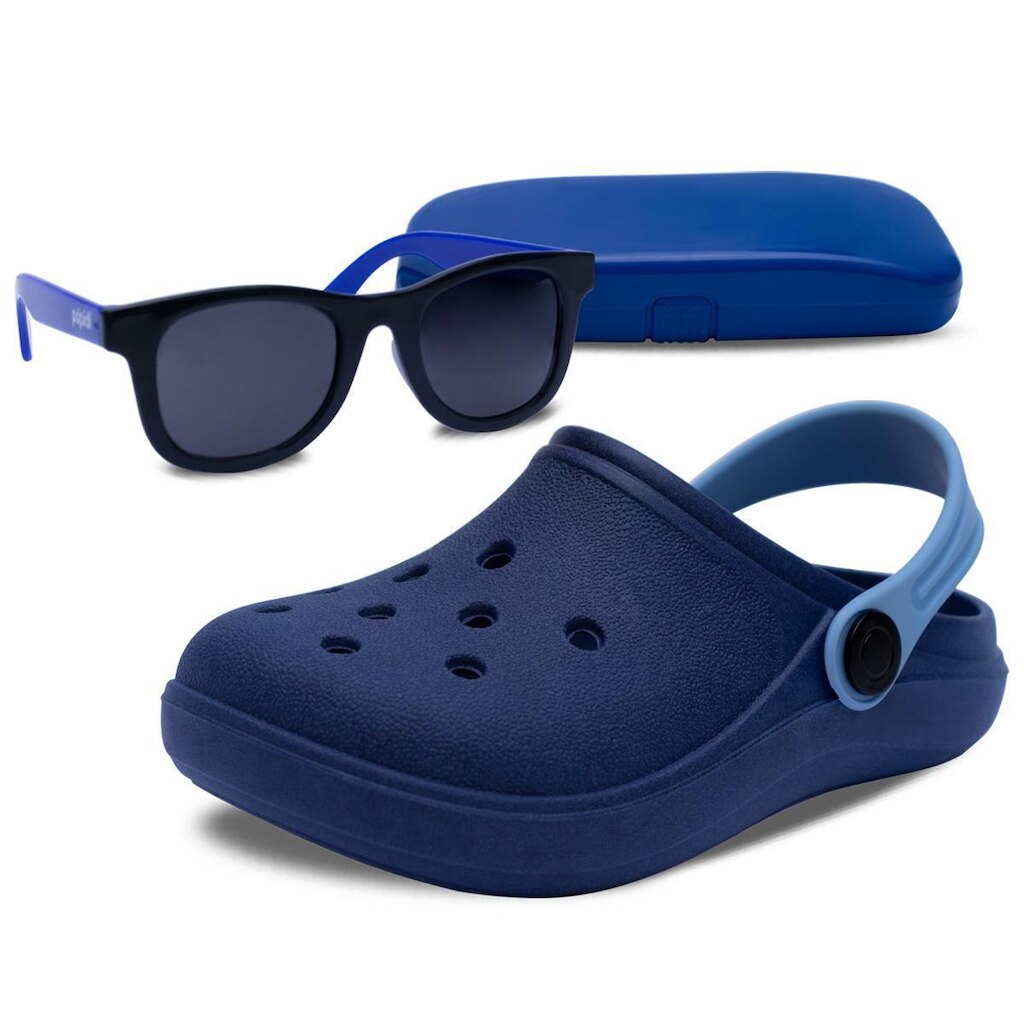 Kit Infantil Pópidi Sandália Babuche Moda + Óculos Menino