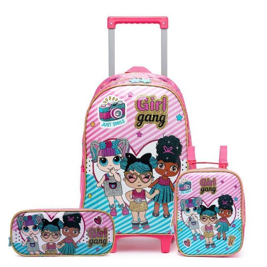 Kit Infantil Spector Mochila de Rodinhas Estojo Lancheira Escolar - Rosa Menor preço em Kit Infantil Spector Mochila de Rodinhas Estojo Lancheira Escolar - Rosa