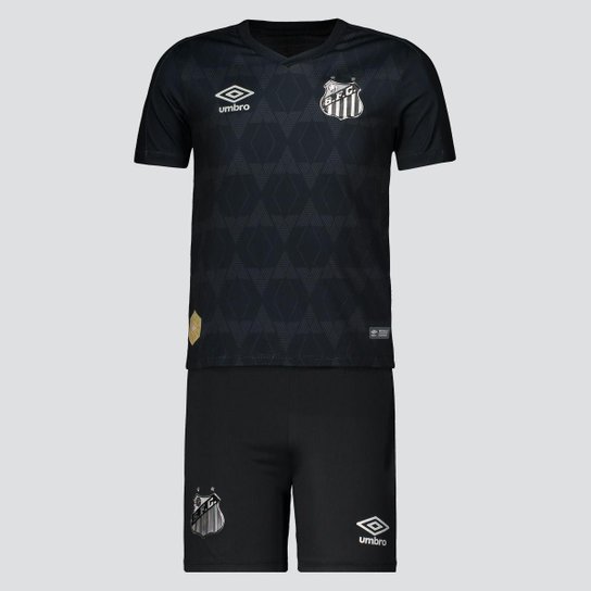 Kit Infantil Umbro Santos III 2019 - Preto Menor preço em Kit Infantil Umbro Santos III 2019 - Preto