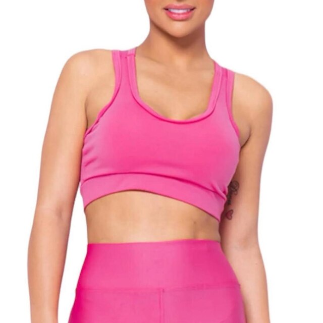 Kit Iron Conjunto Top Alça Média Bojo + Calça Legging Bolsos Feminino