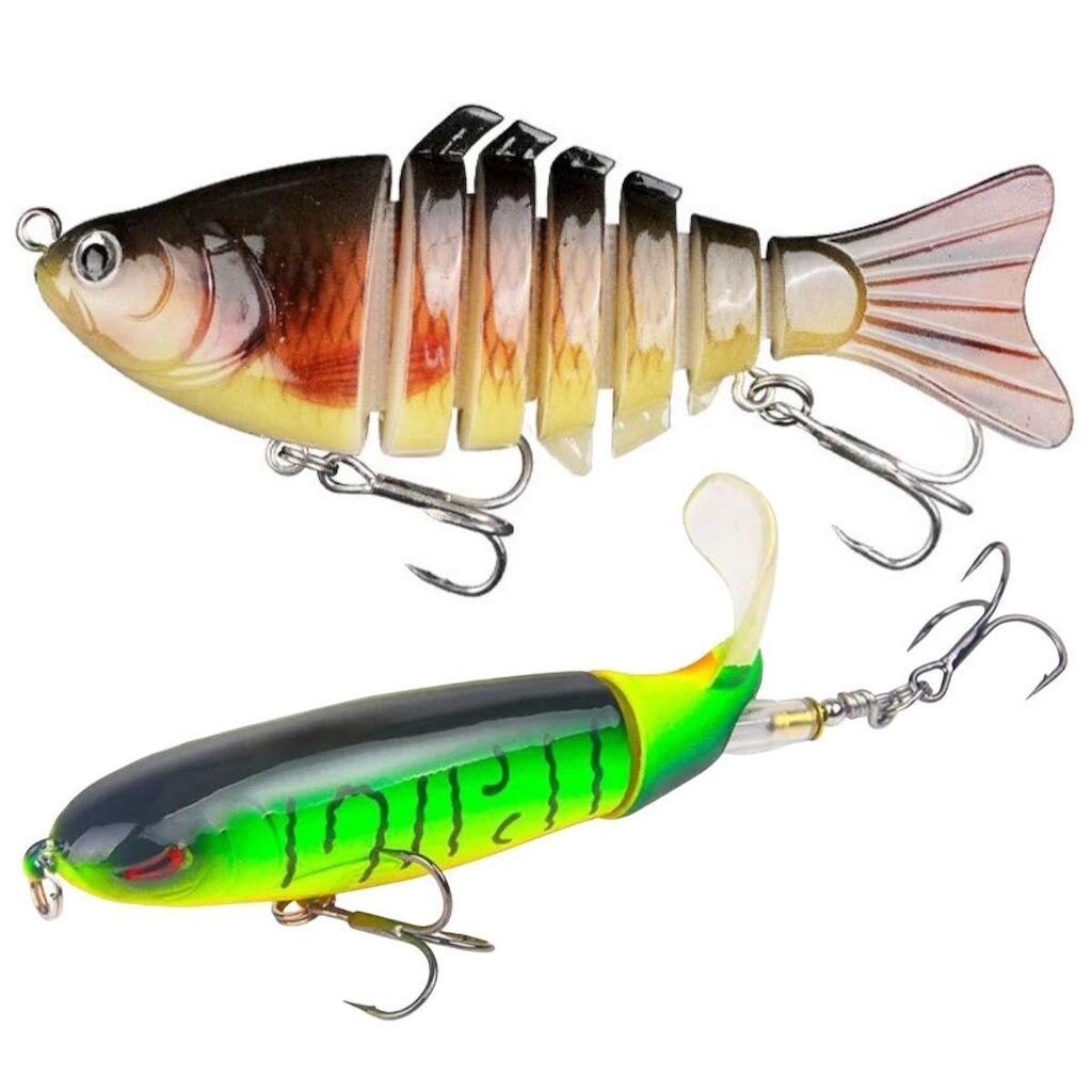 Kit Iscas Pesca Hélice Superfície + Articulada 10cm