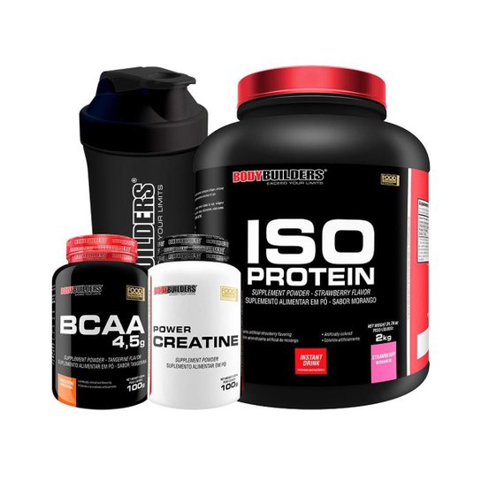 KIT Iso Protein 2kg + Creatina 100g + BCAA 100g + Coqueteleira - Bodybuilders Menor preço em KIT Iso Protein 2kg + Creatina 100g + BCAA 100g + Coqueteleira - Bodybuilders