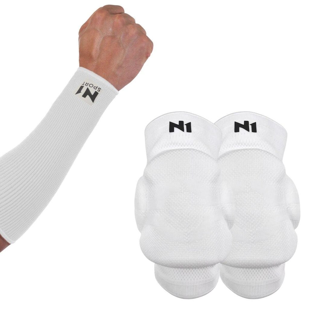 Kit Joelheira Volêi Com Protetor Antebraço Manguito N1 Sport