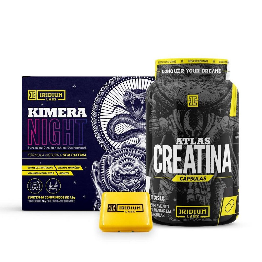Kit Kimera Night + Atlas Creatina 60 Caps + Porta Cápsula -  Iridium Labs